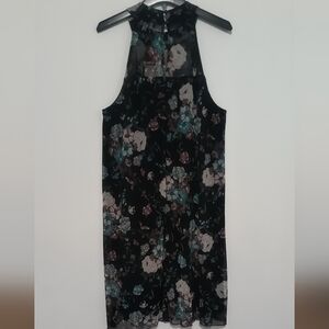New Floral Mesh Halter Dress / Size 2X